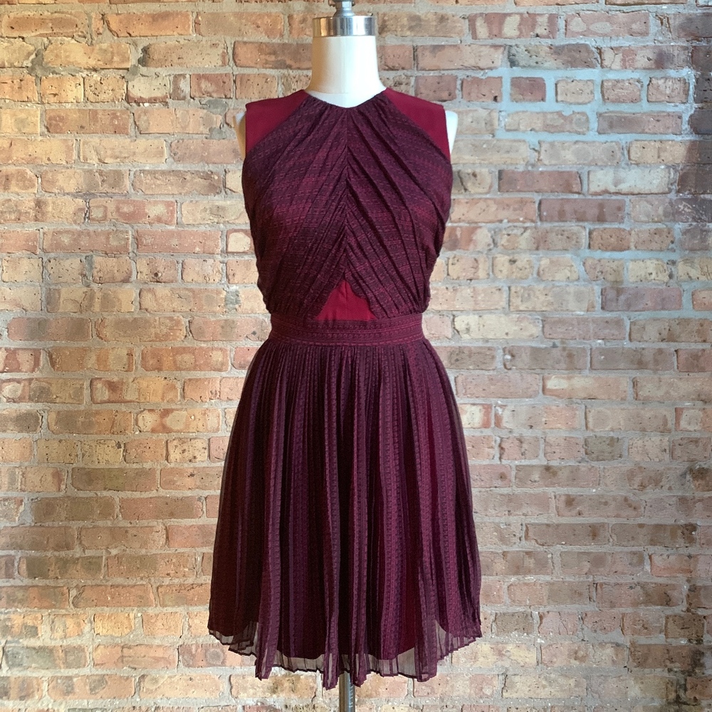 Porter Grey Silk Chiffon Pleated Dress